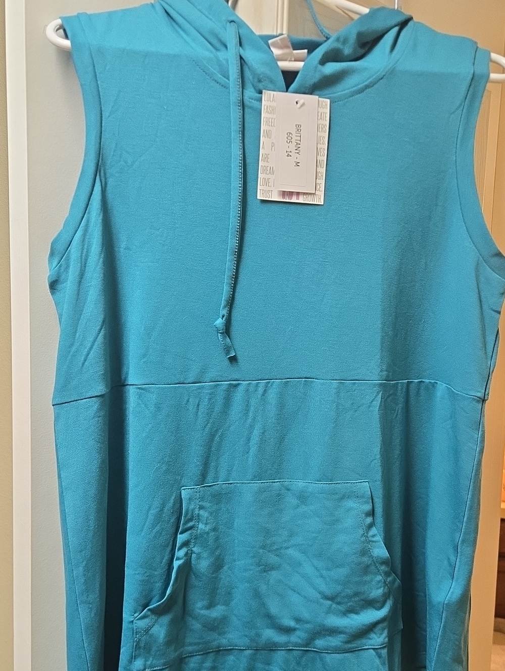 LuLaRoe Brittany Sleeveless Hooded Tank - Teal